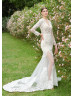 Jewel Neck Ivory Lace Tulle Enchanting Wedding Dress